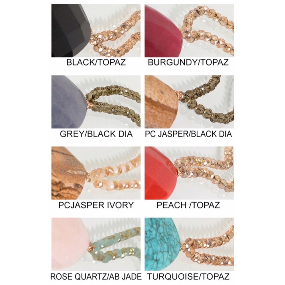 NATURAL STONE TEARDROP PENDANT GLASS BEAD necklace - Picture 5 of 6